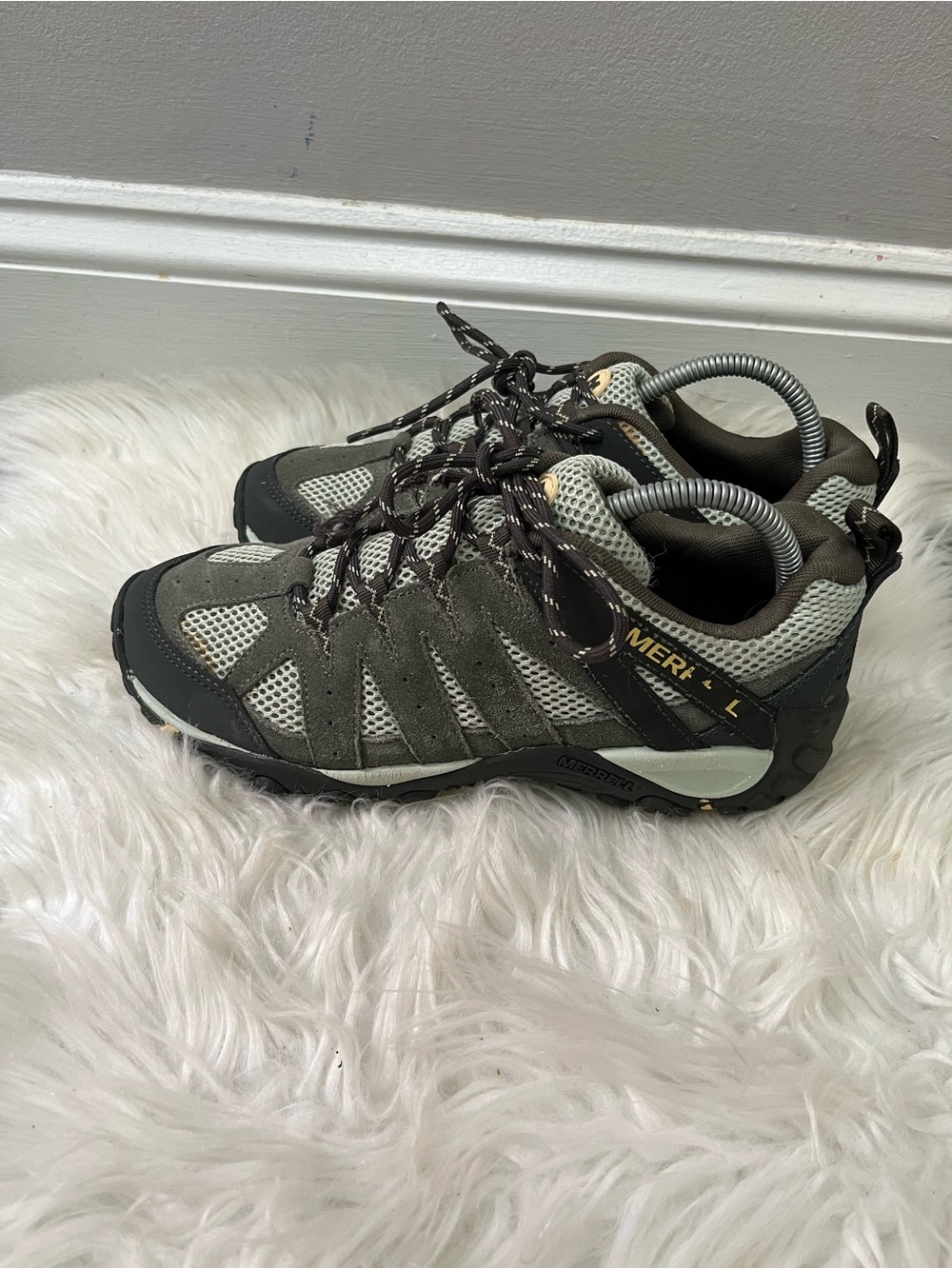 Merrell Women's Gray and Olive Green Trail Sneakers